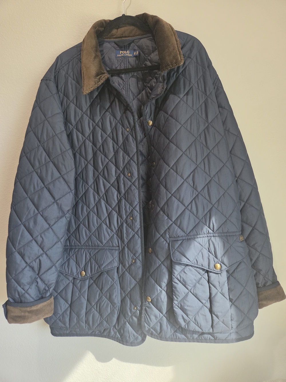 Polo by Ralph Lauren Navy Quilted Jacket with Corduroy Collar XLT Tall